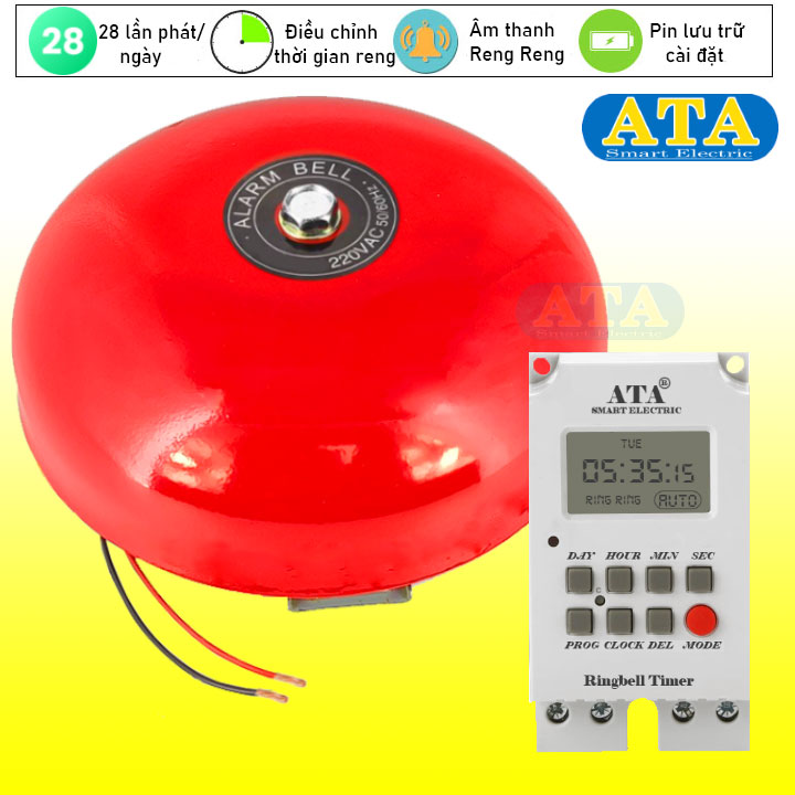 Bộ chuông báo giờ tự động ATA BCR-04 nhà xưởng, trường học