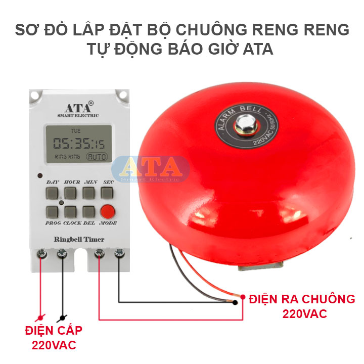 sơ đồ lắp đặt bộ chuông báo giờ tự động ata